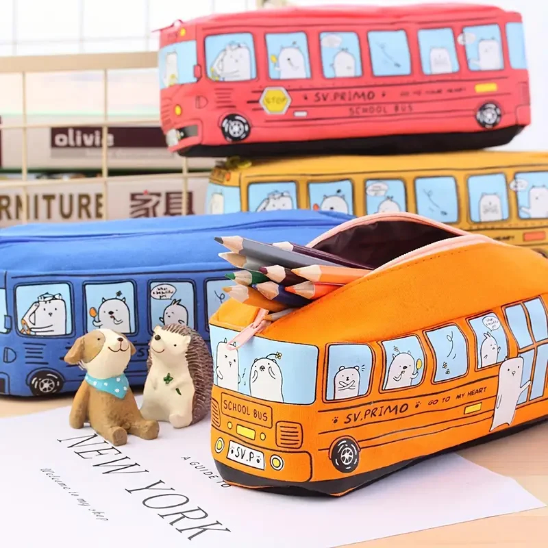 Stationery Office And School Supply Stores - 1 stuk creatieve canvas schoolbus etui