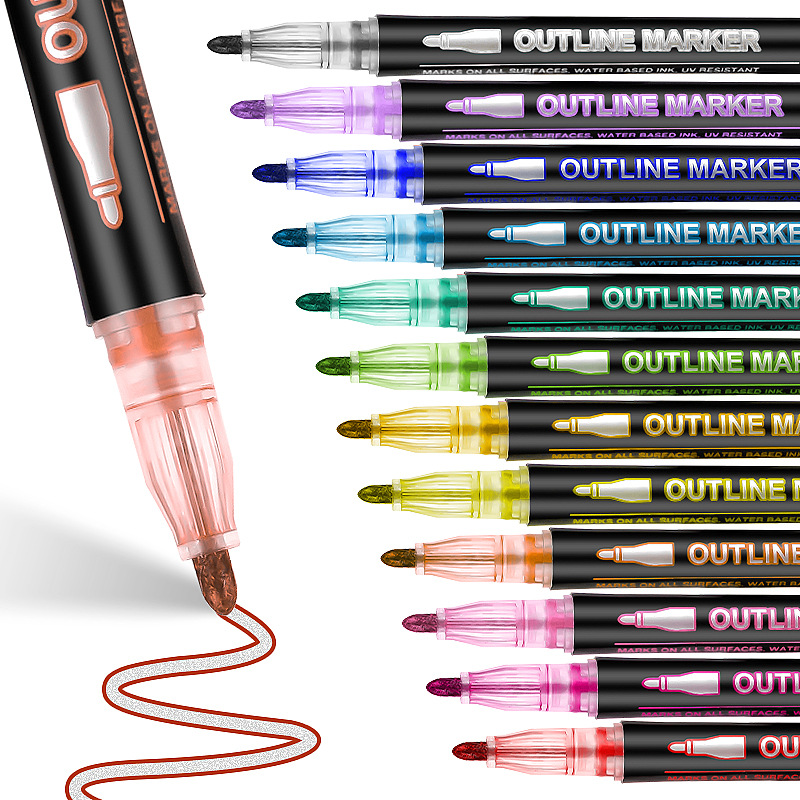 Highlighter Set Pastel - 8-60 Kleur Dubbele Lijn Omtrek Art
