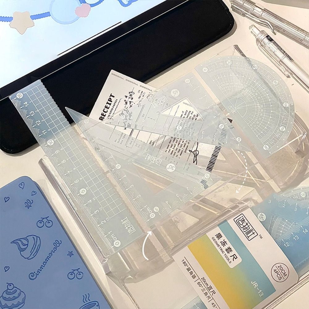 Ruler Set Transparent - 4 stks/set Multifunctionele 15/20 CM Jelly