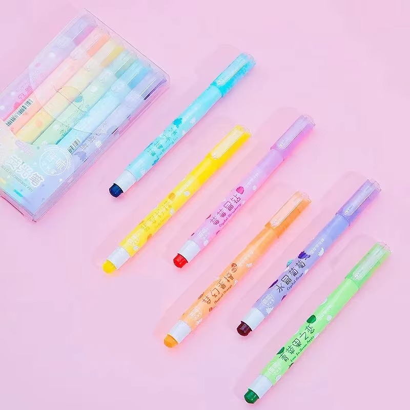 Highlighter Set Pastel - 6 kleuren/set Pastel Gel Markeerstiften Geur