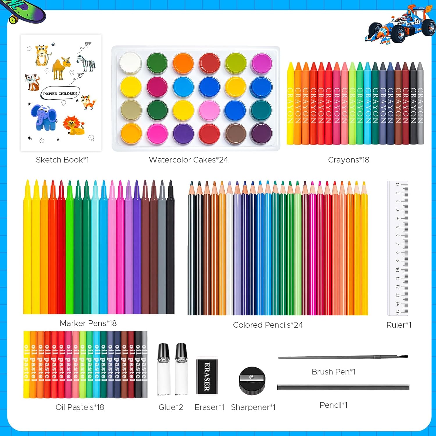 110-delige knutselset met kleu - Highlighter Set Pastel recensie en prijs