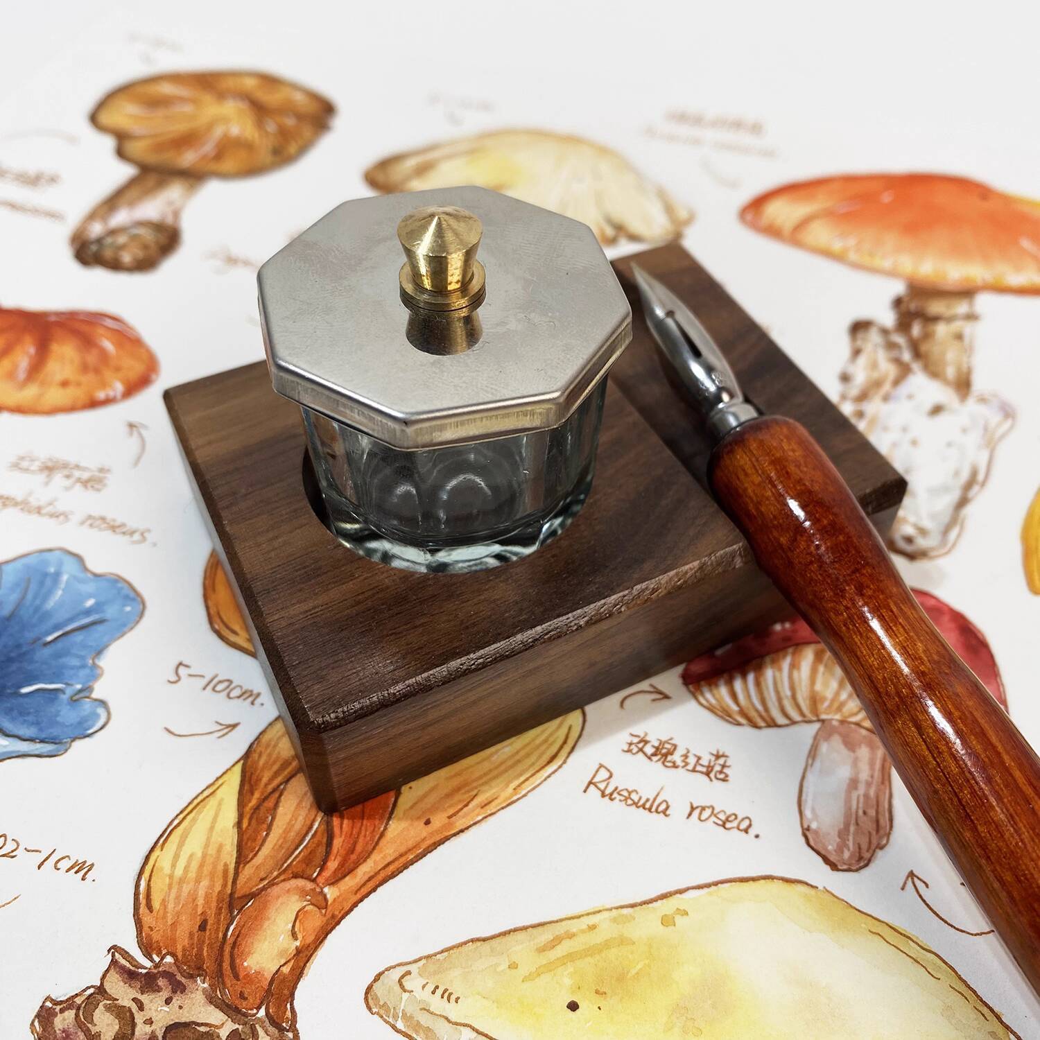 Inktbasis Pensteun Houten stan - Calligraphy Ink Bottle recensie en prijs